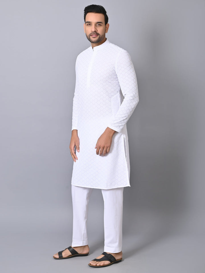 Chikan White Kurta Set