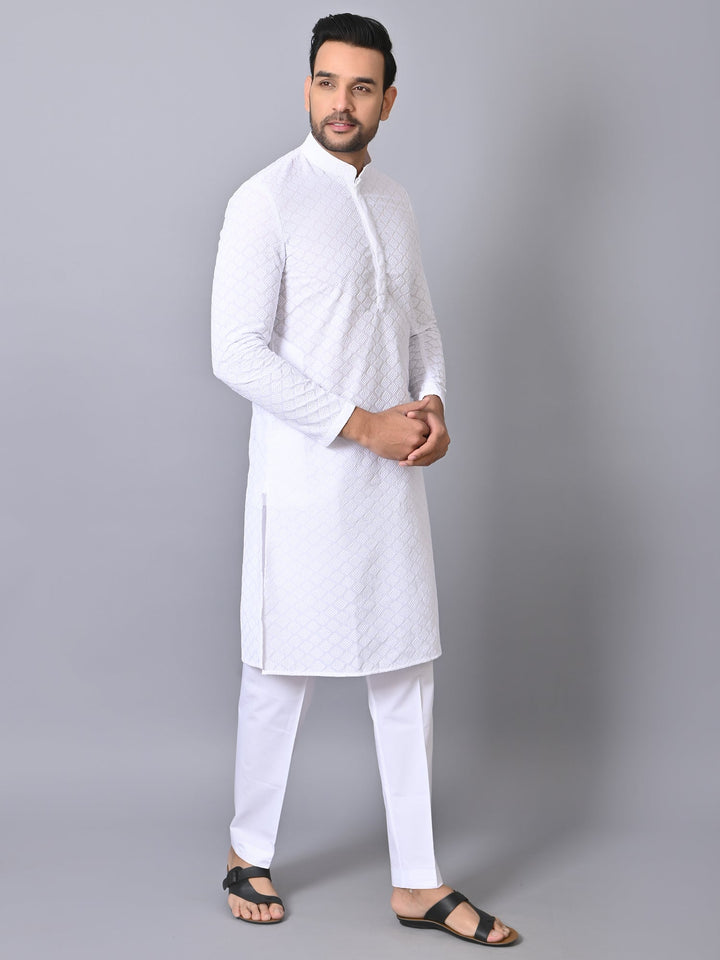 Chikan White Kurta Set