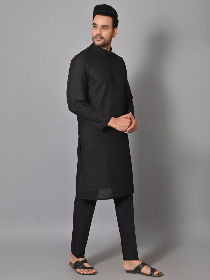 Chikan Black Kurta Set