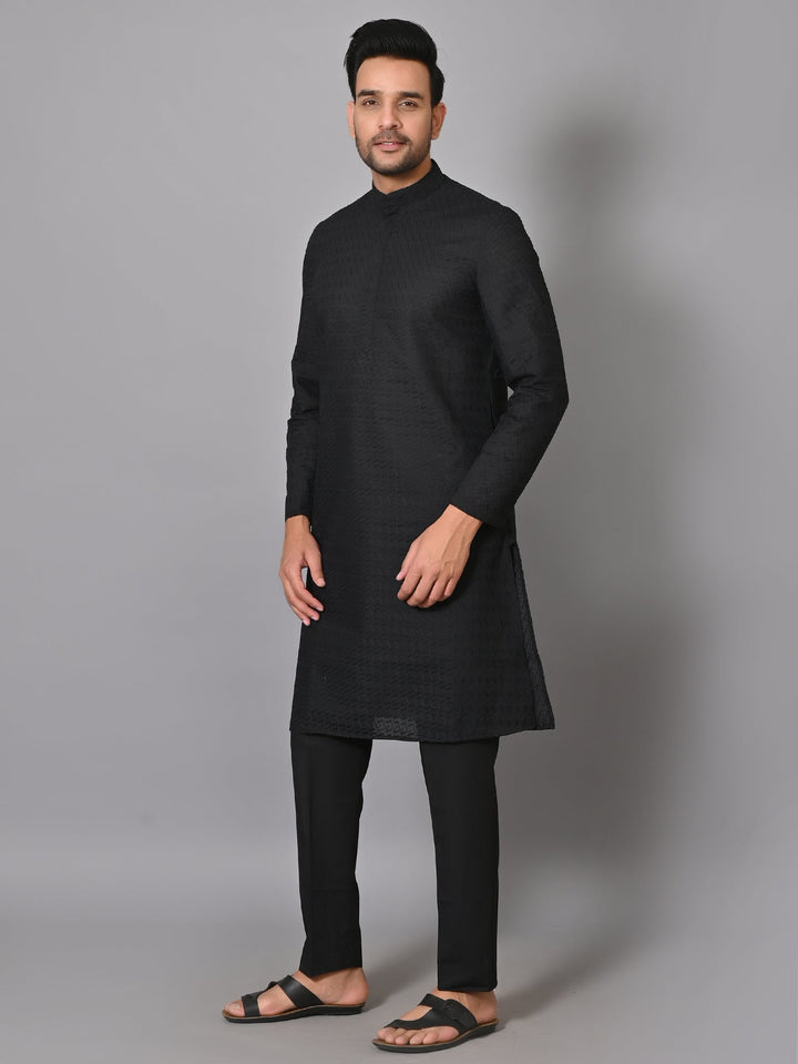 Chikan Black Kurta Set