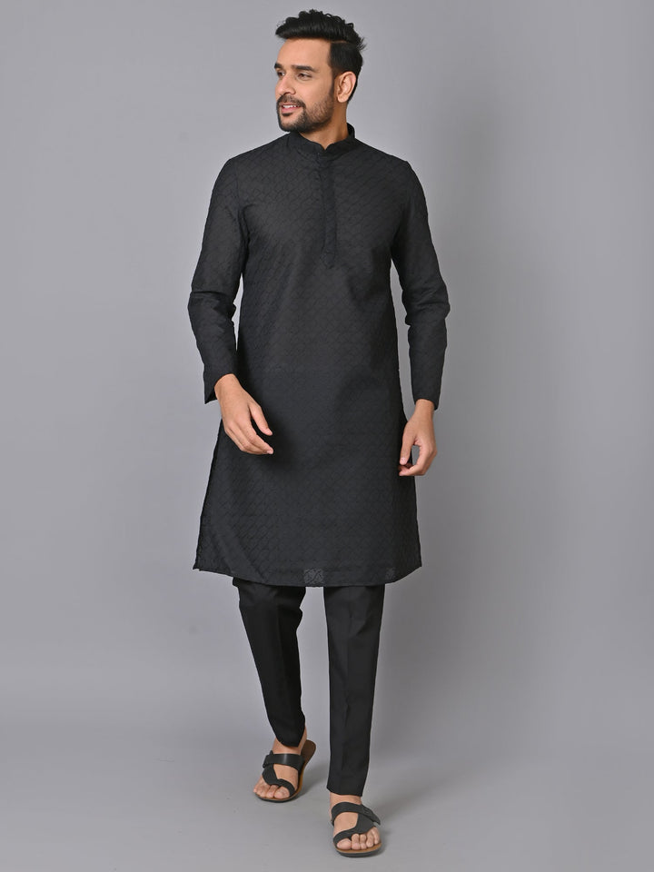 Chikan Black Kurta Set