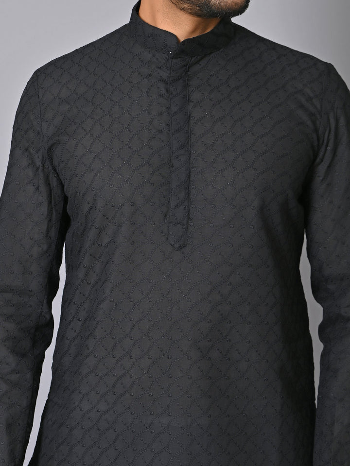 Chikan Black Kurta Set