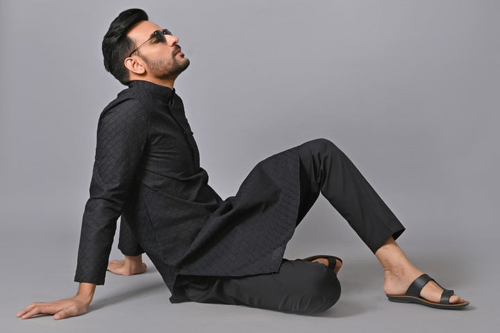 Chikan Black Kurta Set