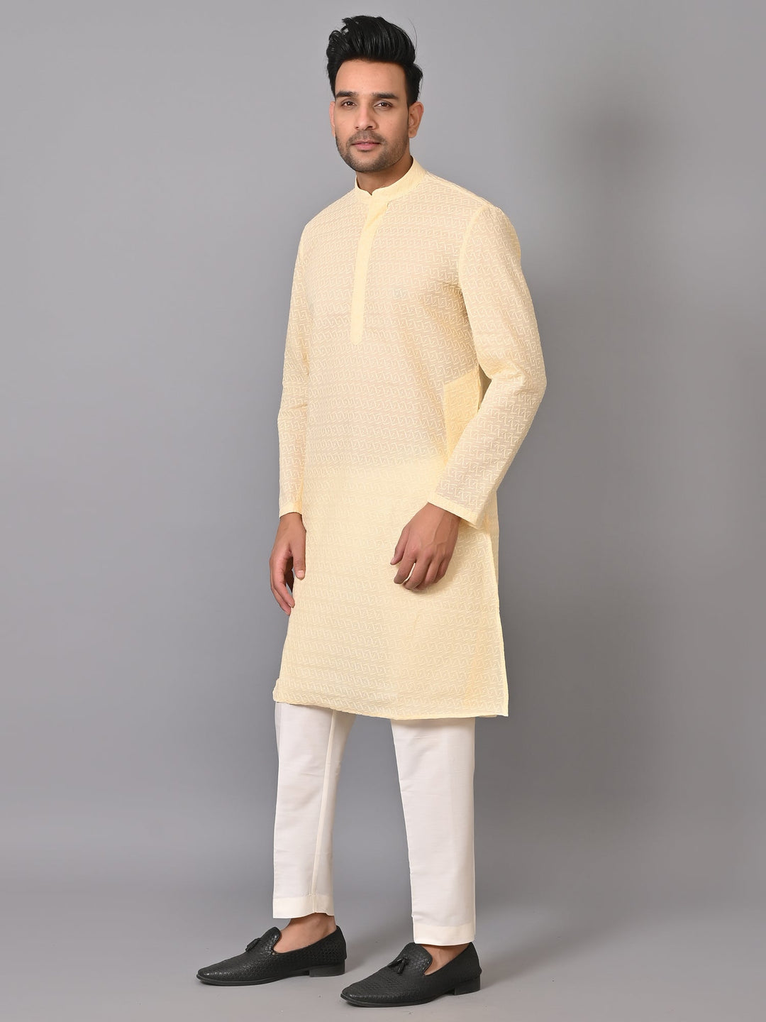 Chikan Cream Kurta Set