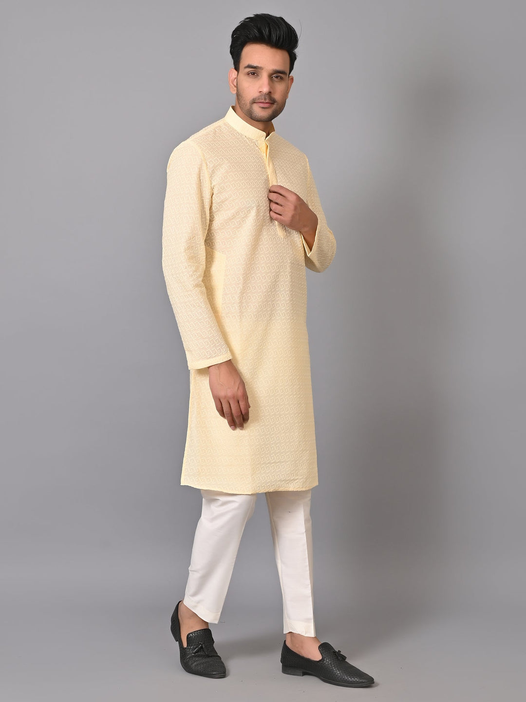 Chikan Cream Kurta Set