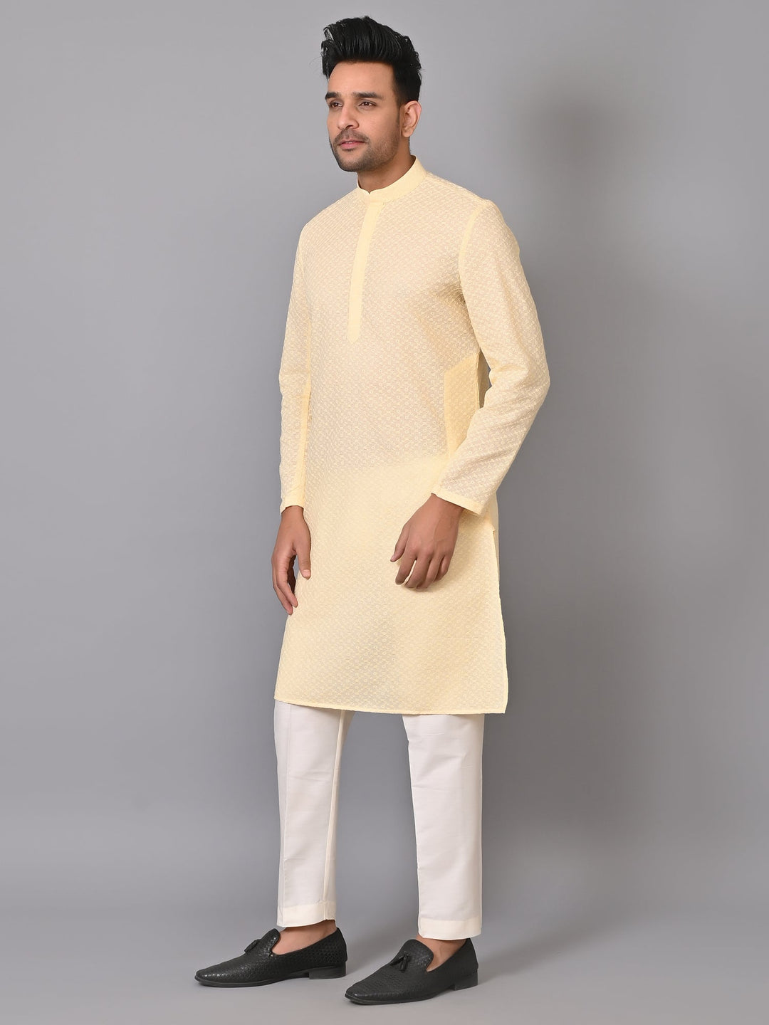 Chikan Cream Kurta Set