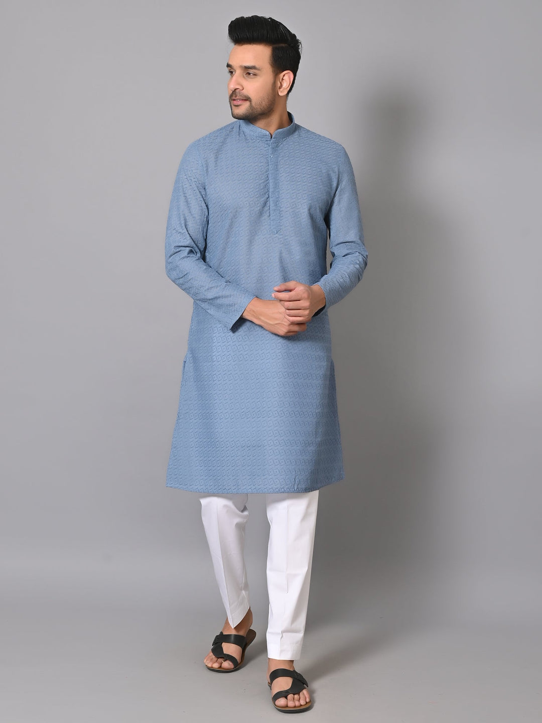 Chikan Grey Kurta Set