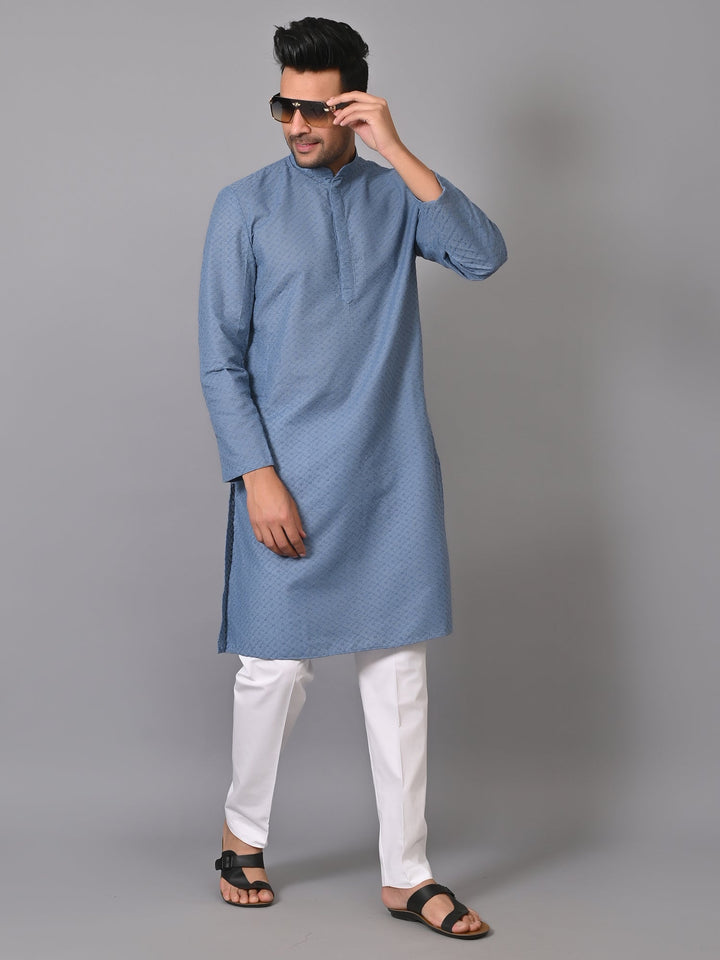 Chikan Blue Kurta Set