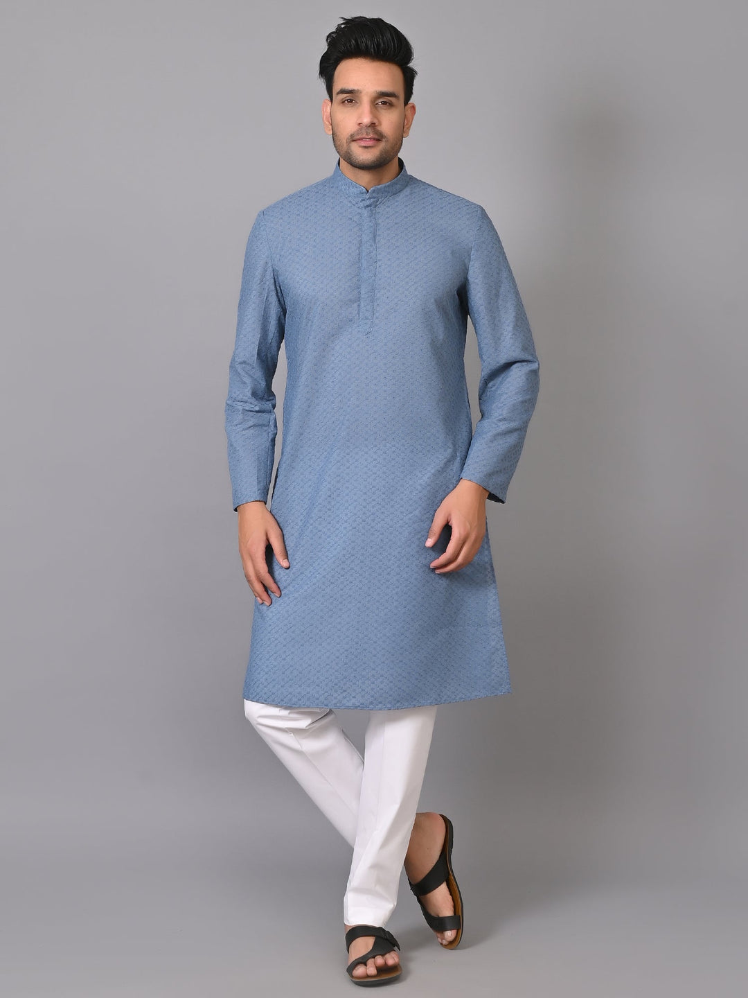 Chikan Blue Kurta Set