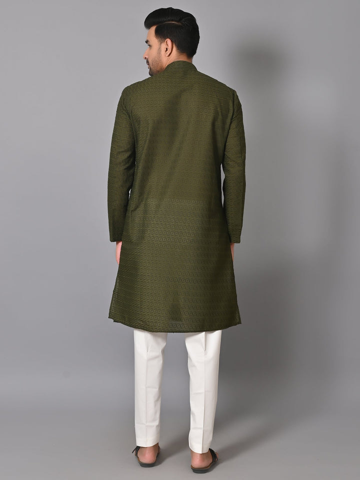 Chikan Green Kurta Set