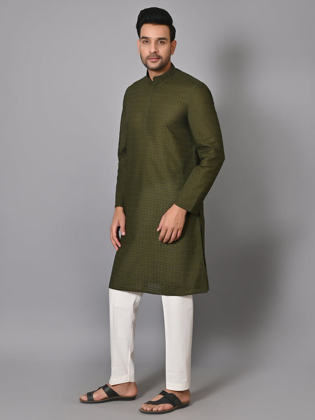 Chikan Green Kurta Set