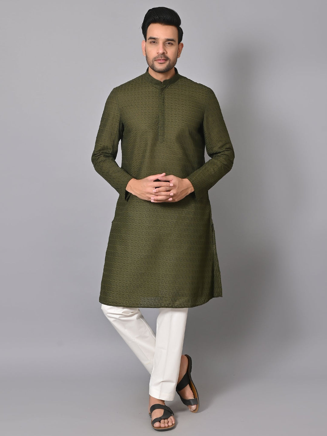 Chikan Green Kurta Set