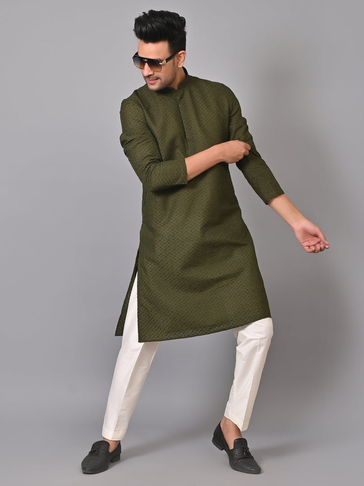 Chikan Green Kurta Set