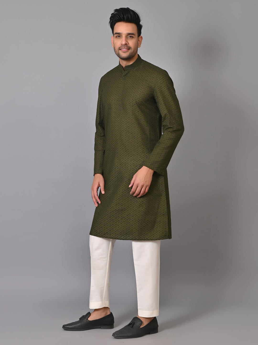 Chikan Green Kurta Set