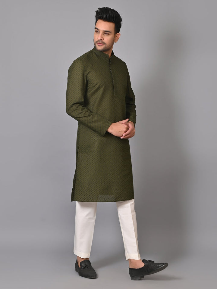 Chikan Green Kurta Set