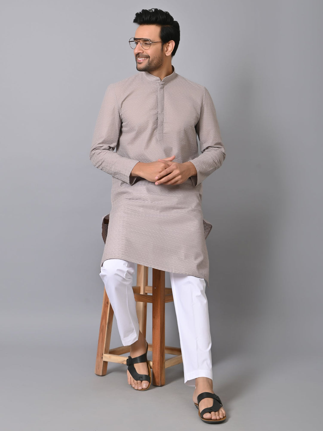 Geometric Grey Kurta Set