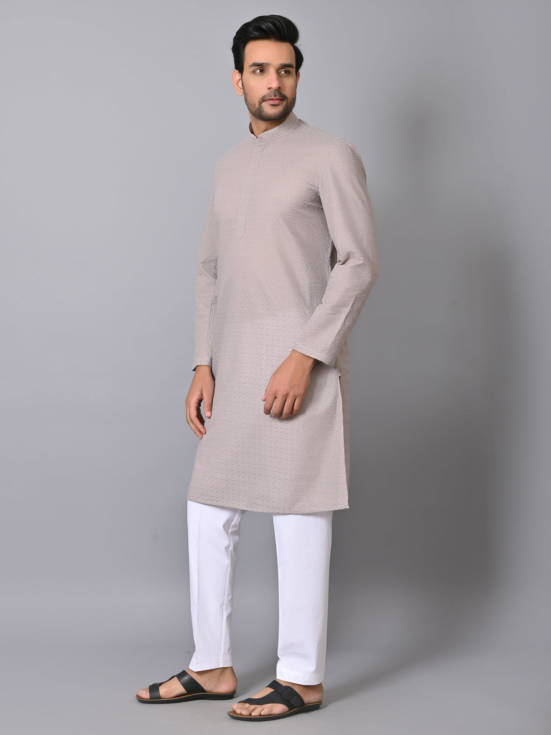 Geometric Grey Kurta Set