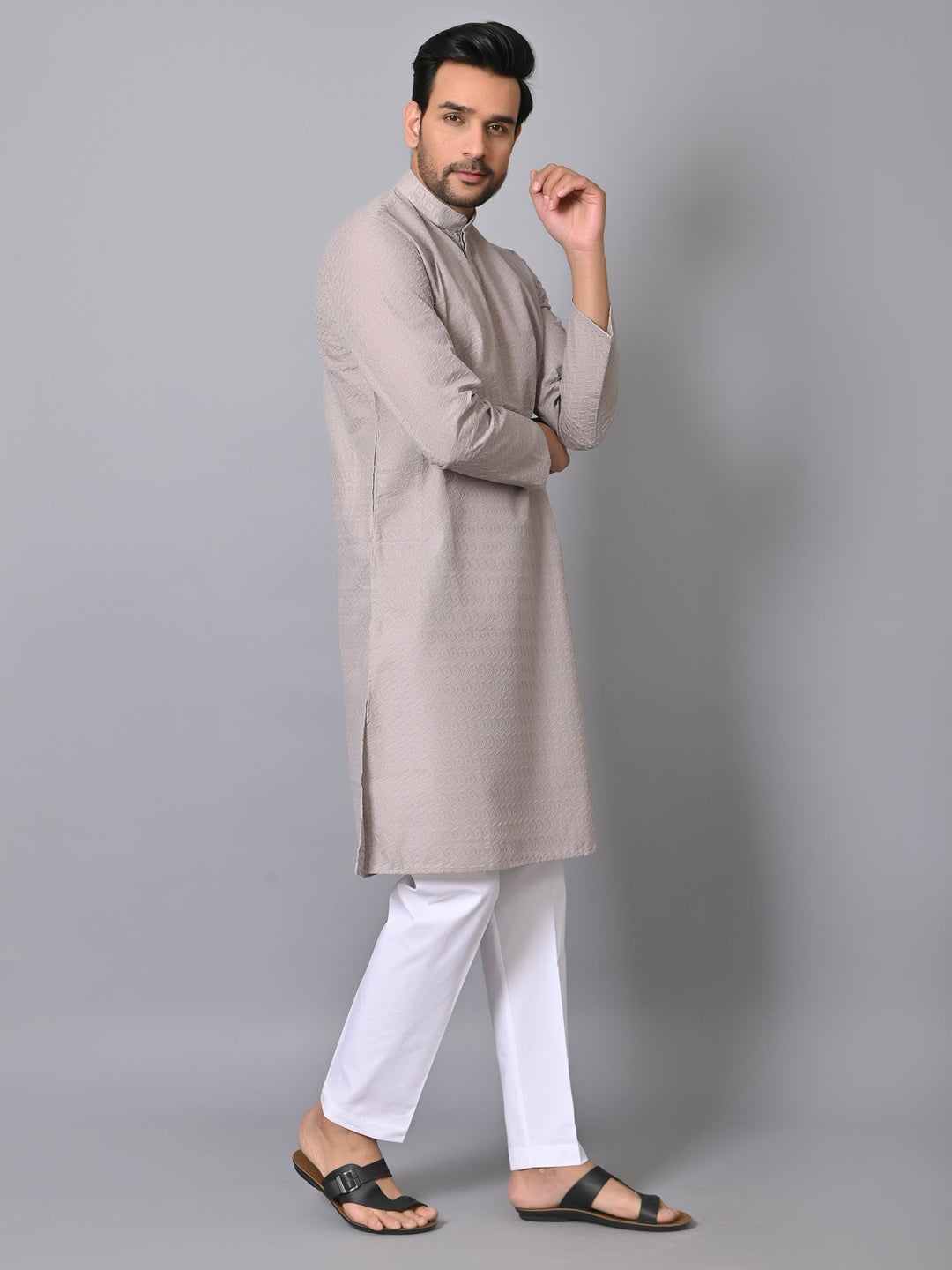 Geometric Grey Kurta Set