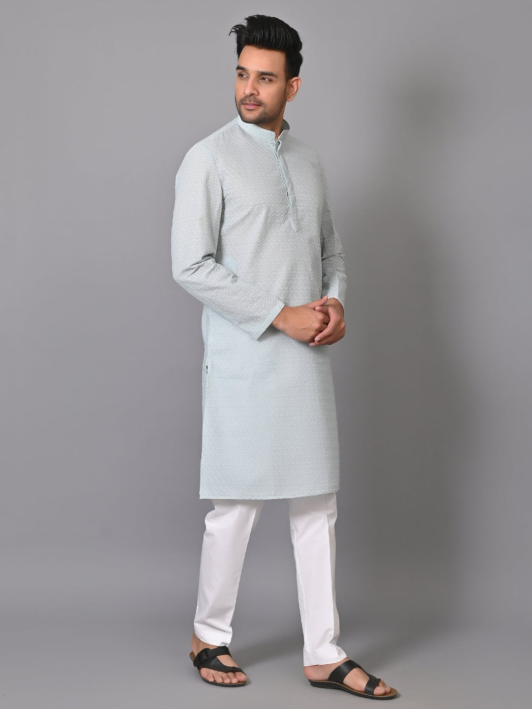 Chikan Grey Kurta Set