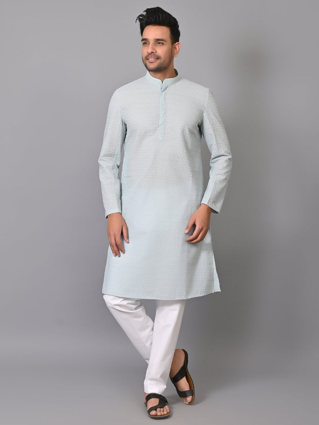 Chikan Grey Kurta Set