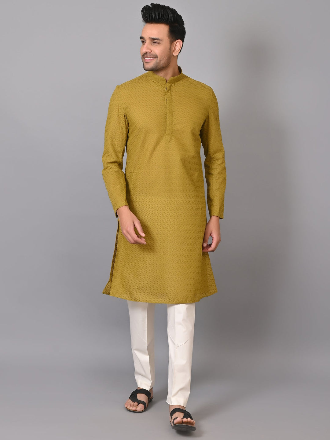 Chikan Green Kurta Set