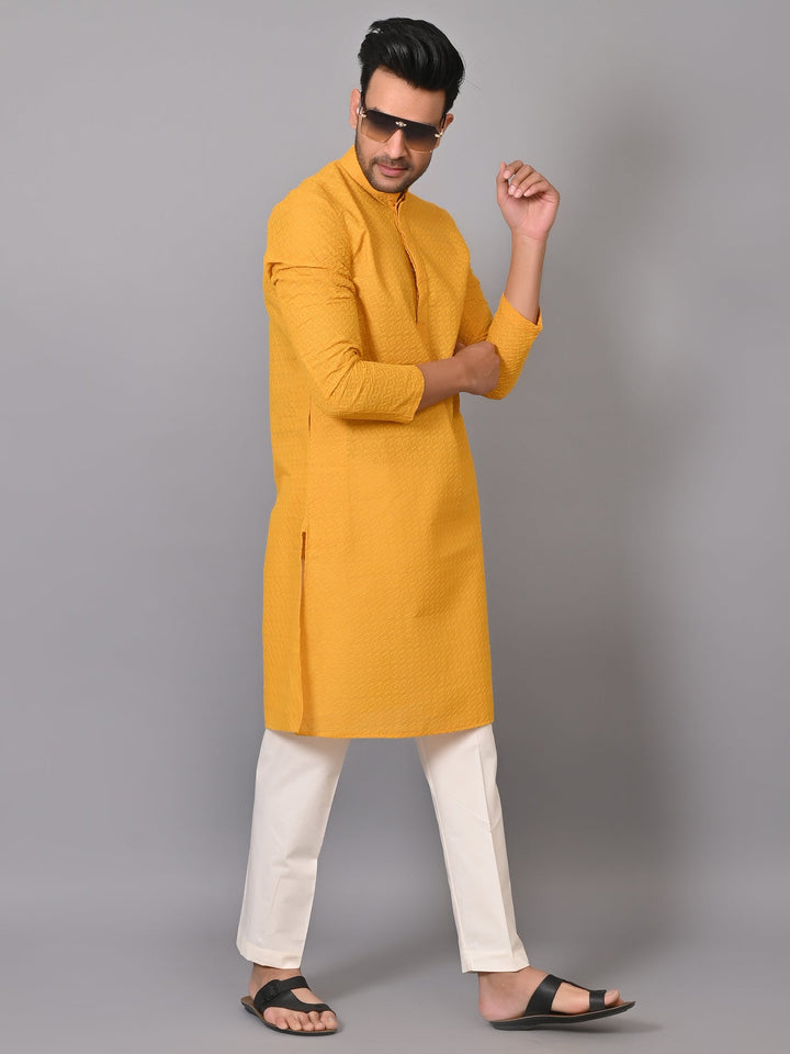 Chikan Yellow Kurta Set