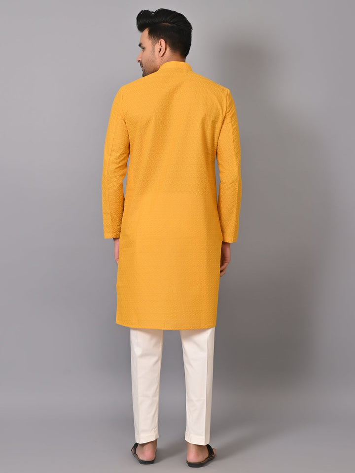 Chikan Yellow Kurta Set