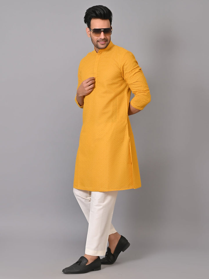 Chikan Mustard Kurta Set