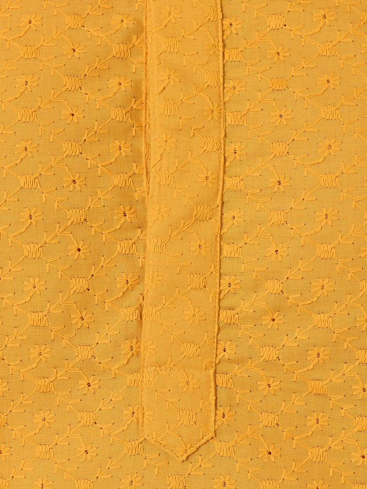 Chikan Mustard Kurta Set