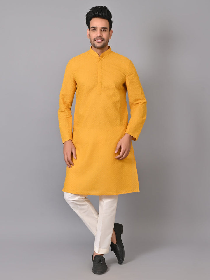 Chikan Mustard Kurta Set