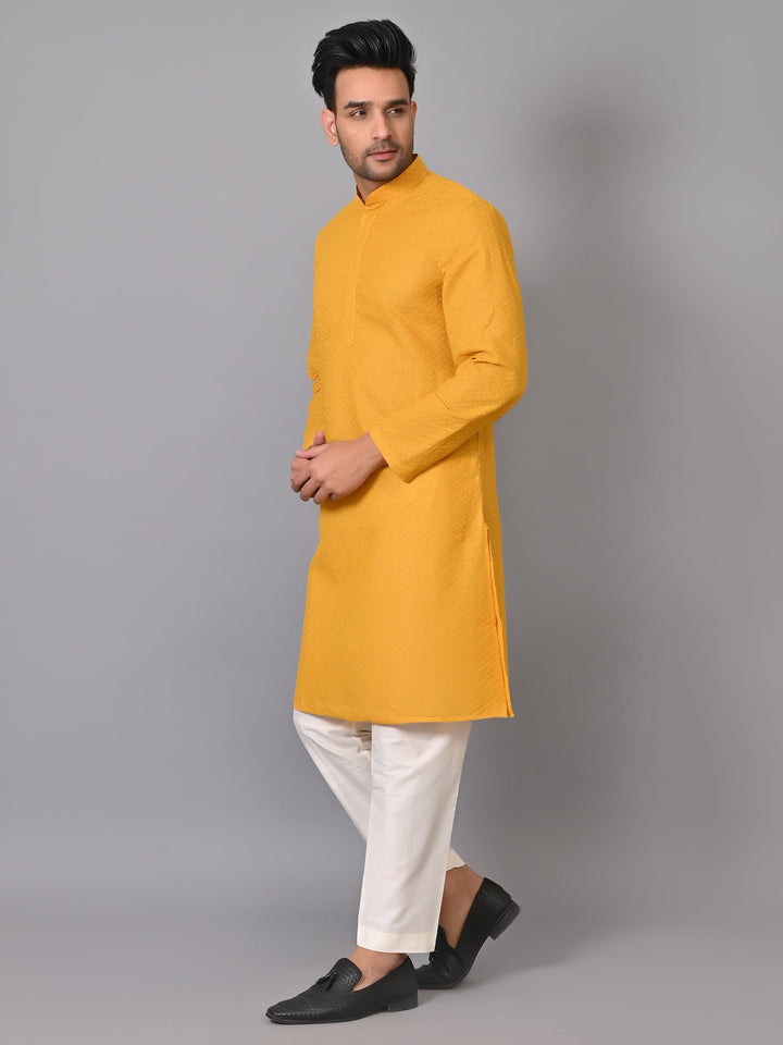 Chikan Mustard Kurta Set