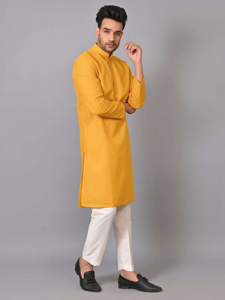 Chikan Mustard Kurta Set