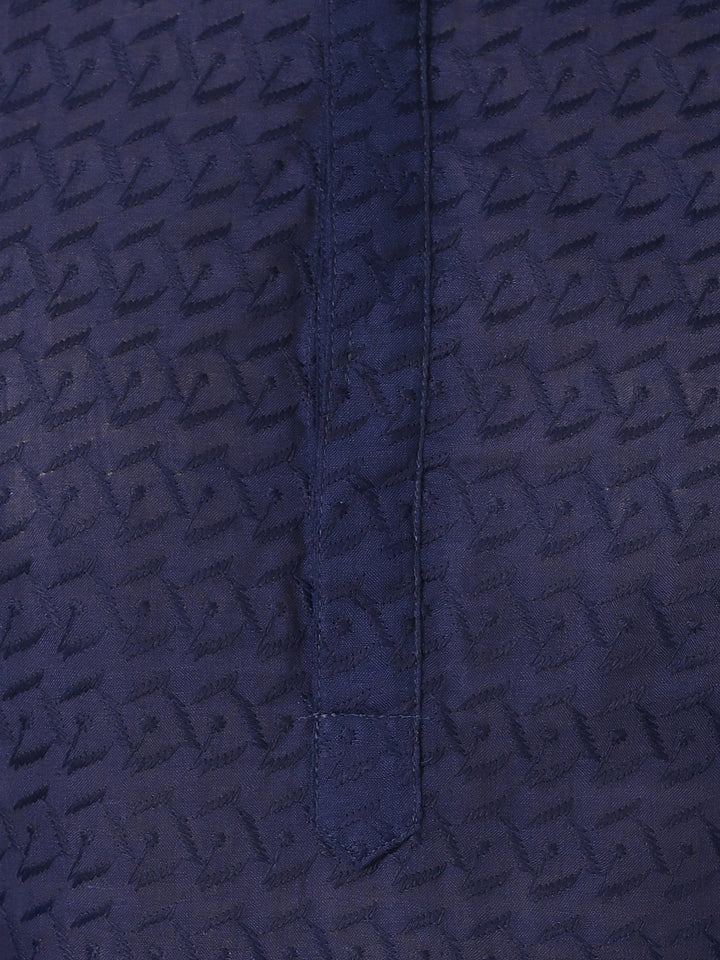 Chikan Navy Blue Kurta Set