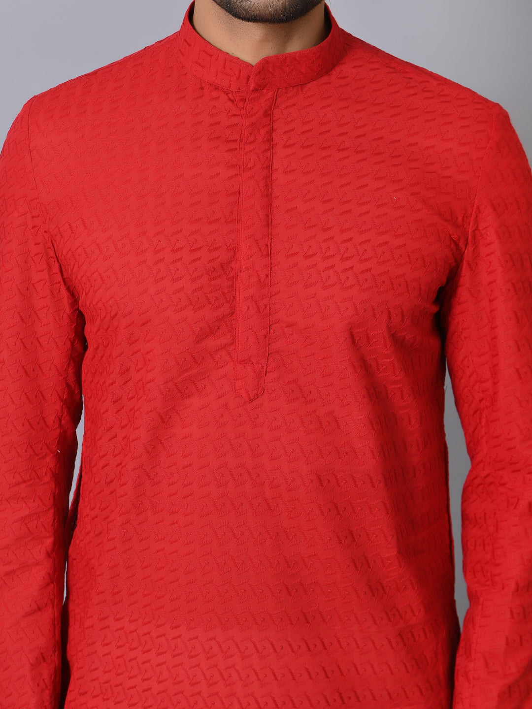 Geometric Red Kurta Set