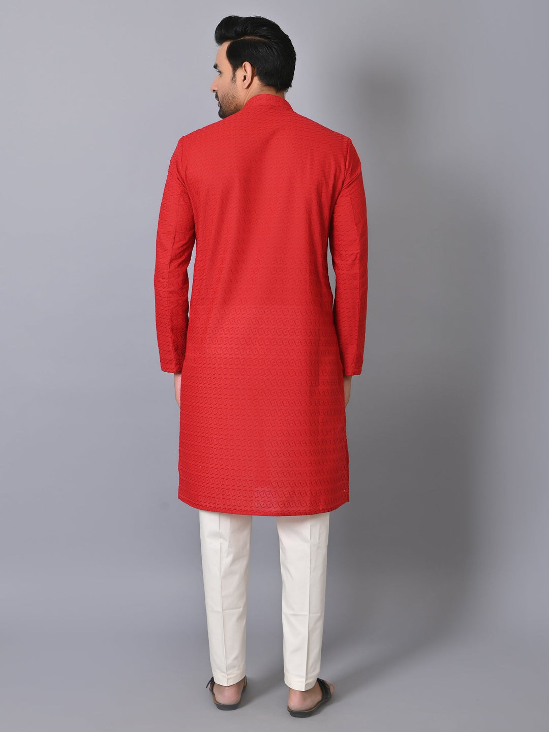 Geometric Red Kurta Set