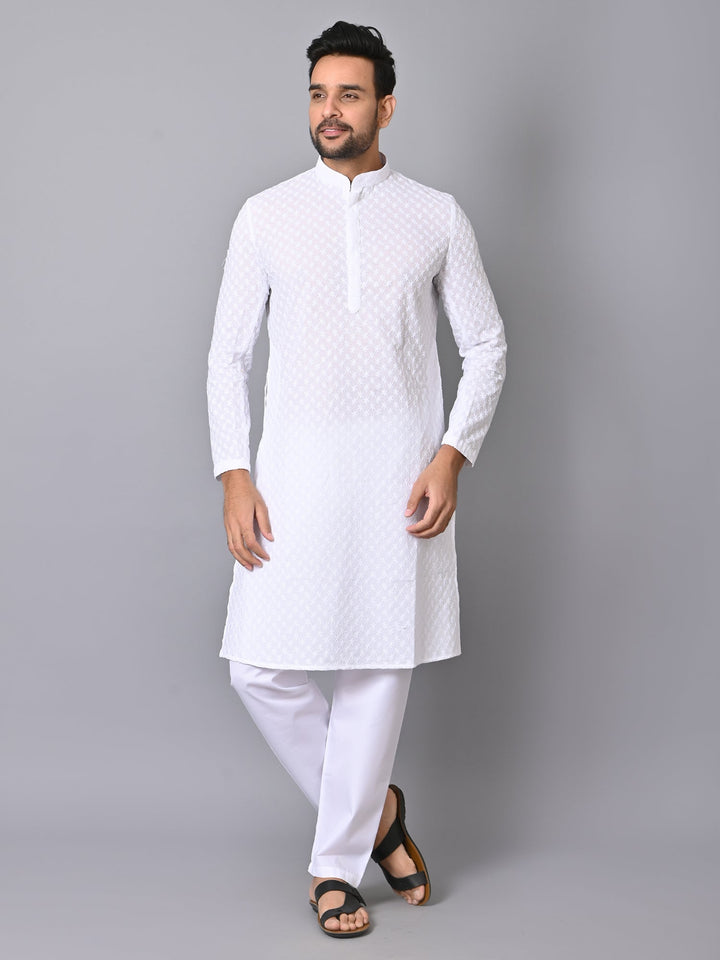 Chikan White Kurta Set