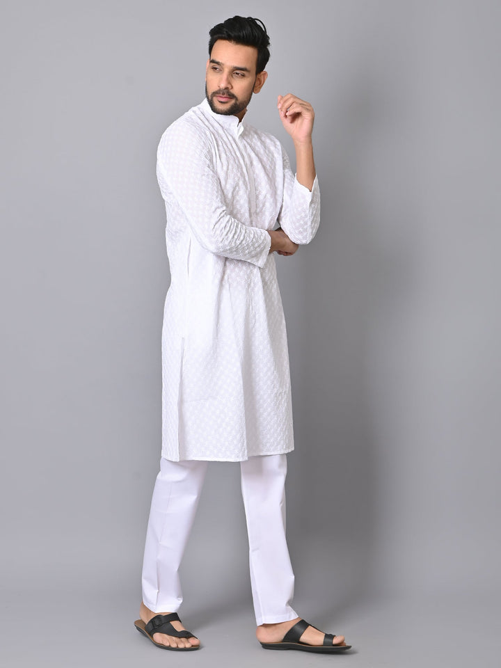 Chikan White Kurta Set