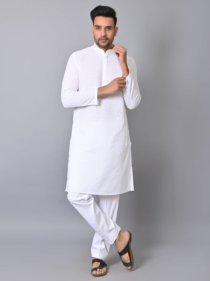 Chikan White Kurta Set