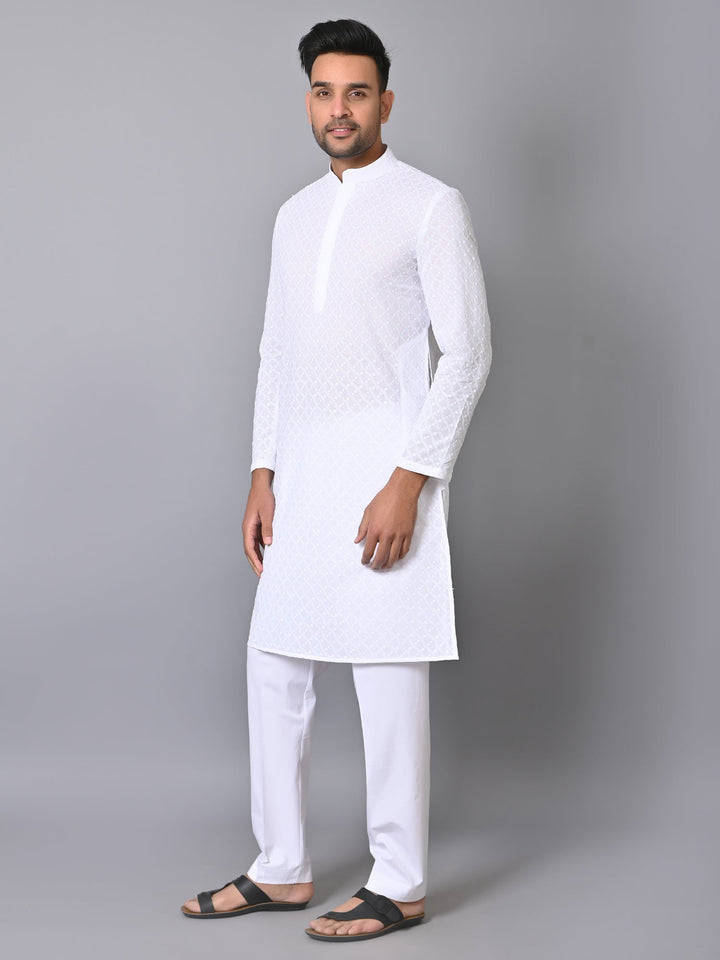 Chikan White Kurta Set