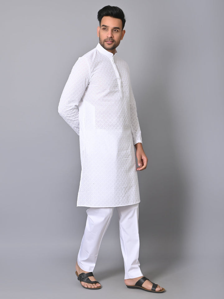 Chikan White Kurta Set