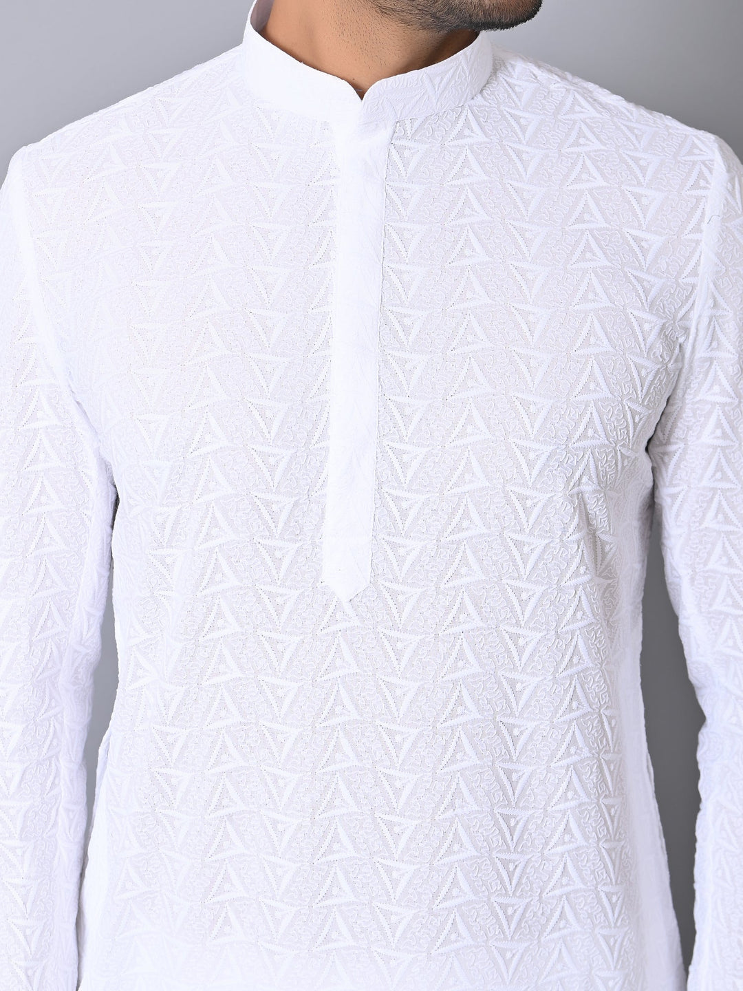 Chikan White Kurta Set