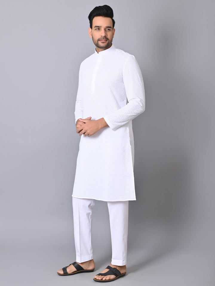 Chikan White Kurta Set