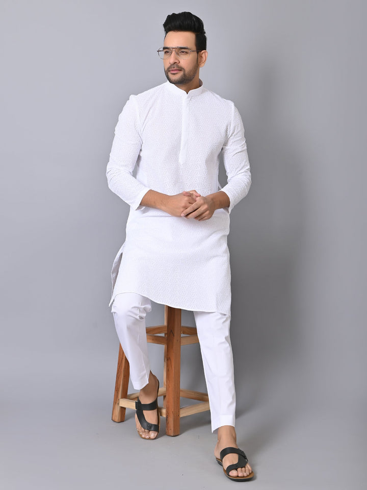 Chikan White Kurta Set