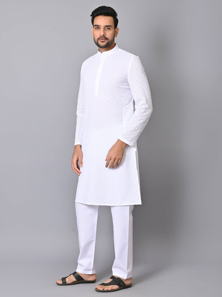 Chikan White Kurta Set