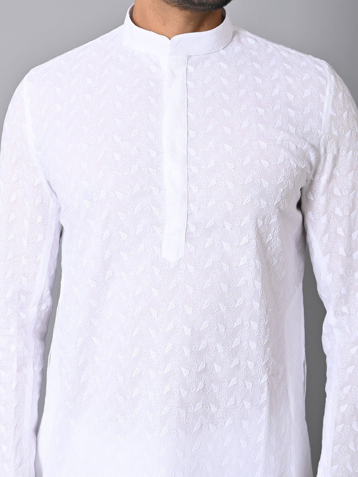 Chikan White Kurta Set