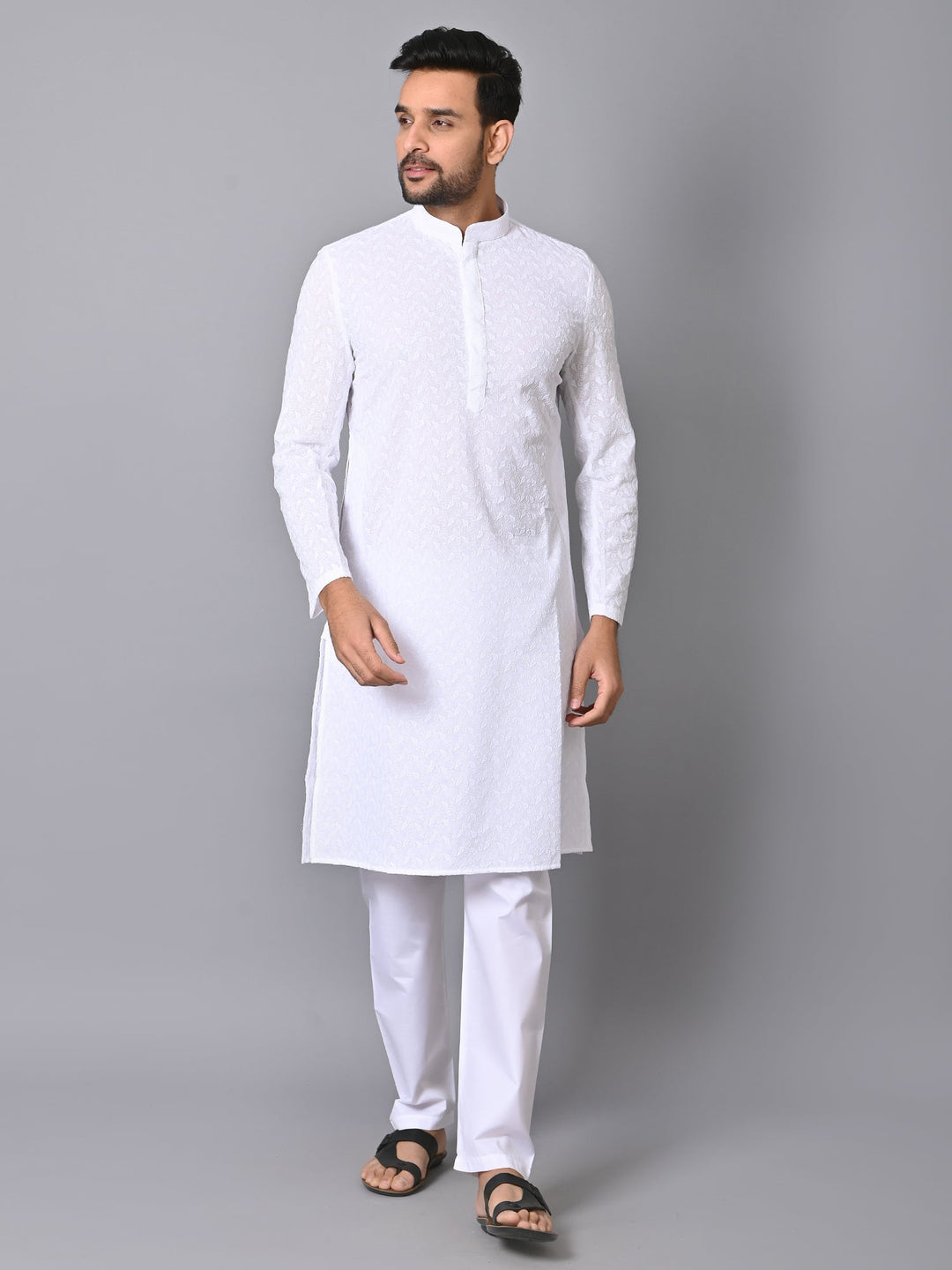 Chikan White Kurta Set