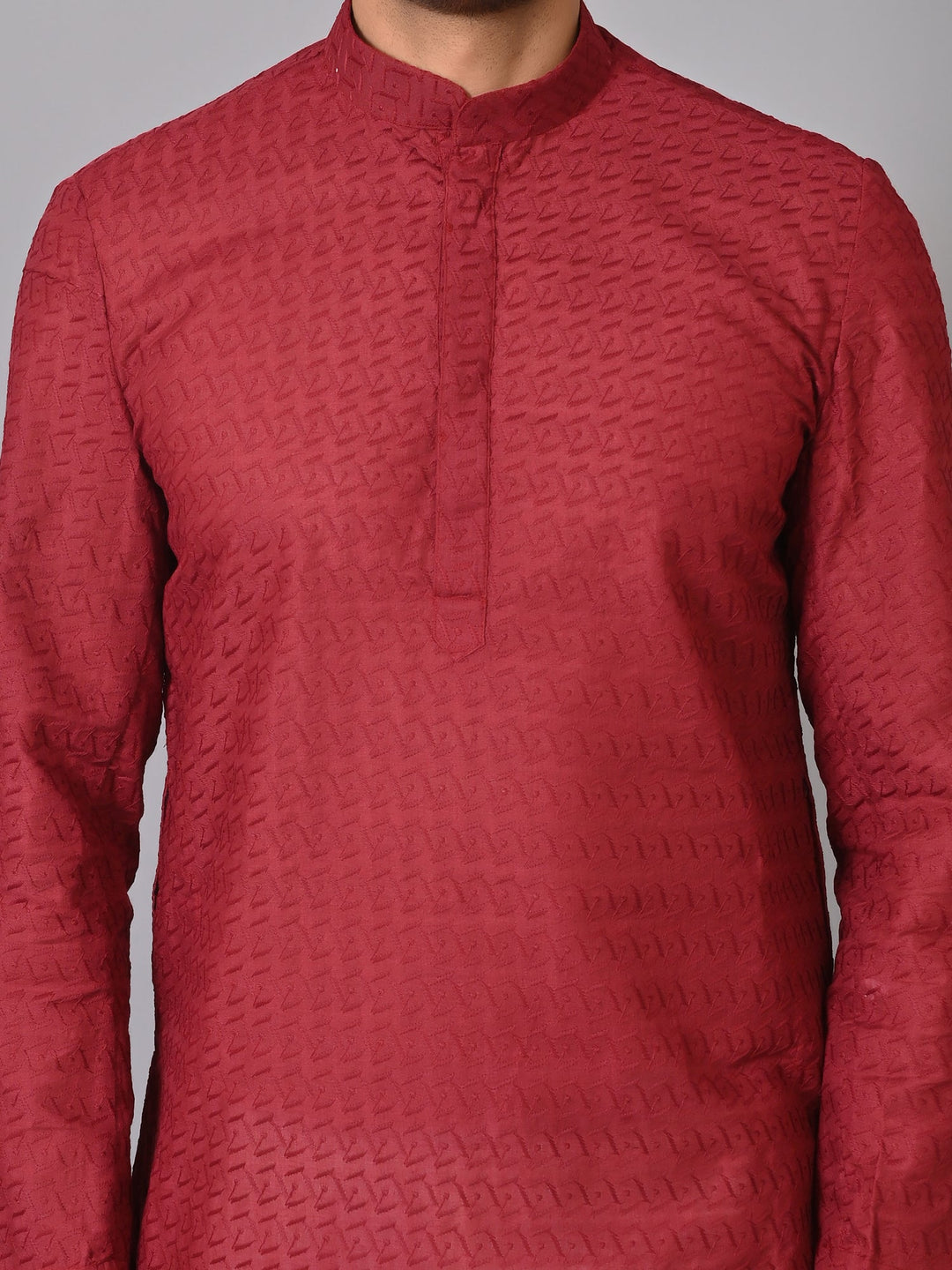 Chikan Maroon Kurta Set