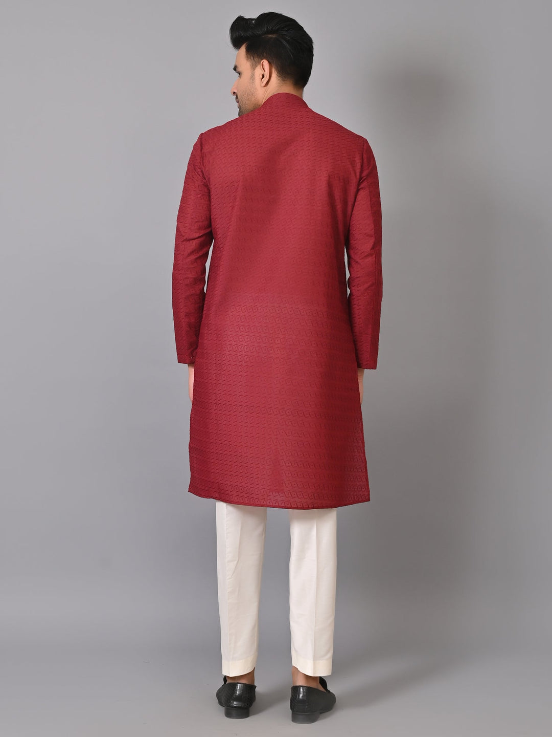 Chikan Maroon Kurta Set