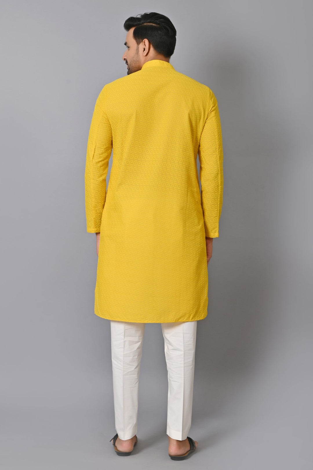 Chikan Yellow Kurta Set