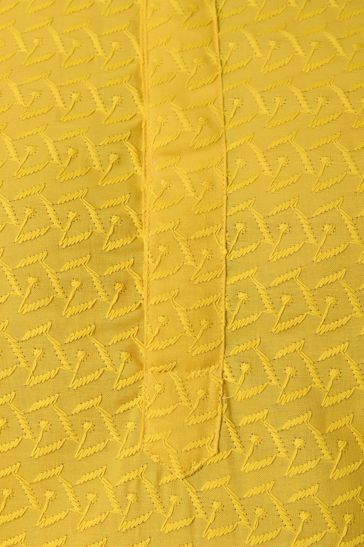 Chikan Yellow Kurta Set